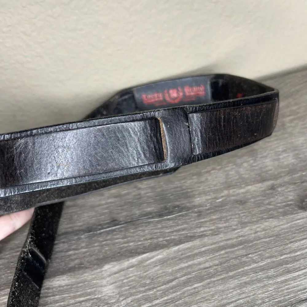 Vintage LUCKY BRAND Belt Black Small  (32-37 in) Leather NO BUCKLE Grunge Rock